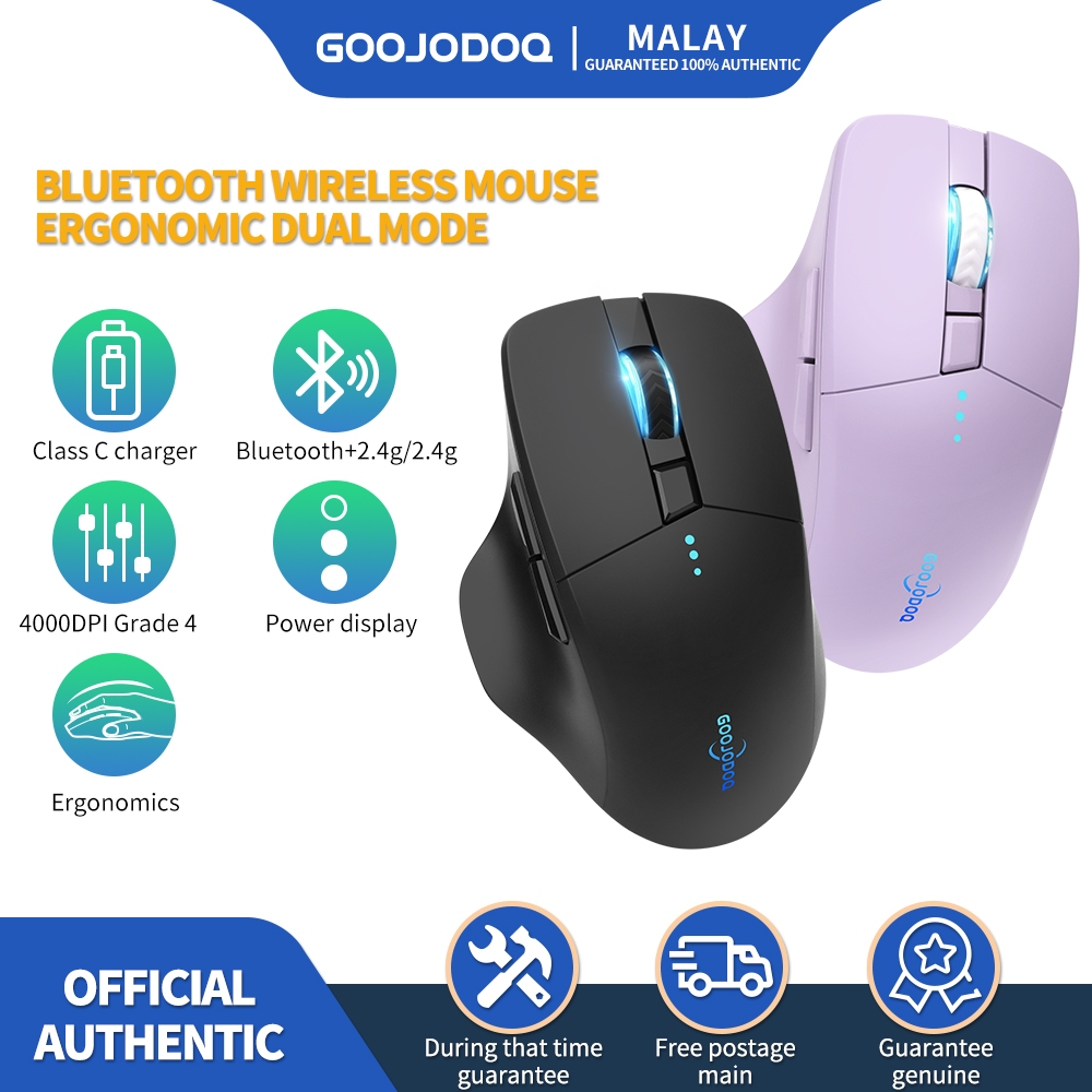 GOOJODOQ 2.4GHz Ergonomic Scrolling Bluetooth Wireless Mouse | Shopee ...