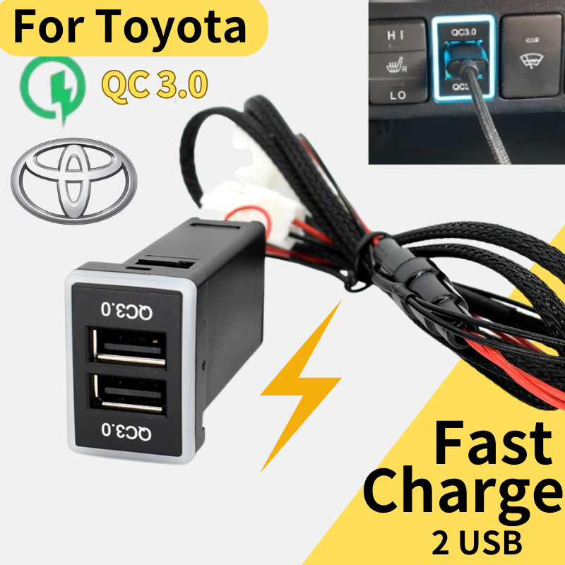 Toyota QC 3.0 Car Charger Adapter Fast Charging Dual USB Charge Socket ...