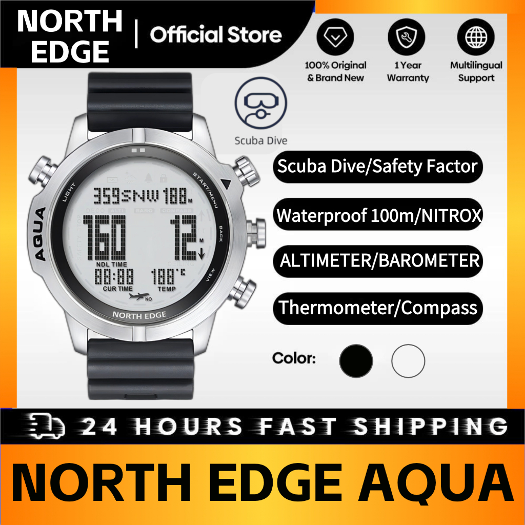 NORTH EDGE AQUA Men's Professional Diving Computer Watch Scuba Diving ...
