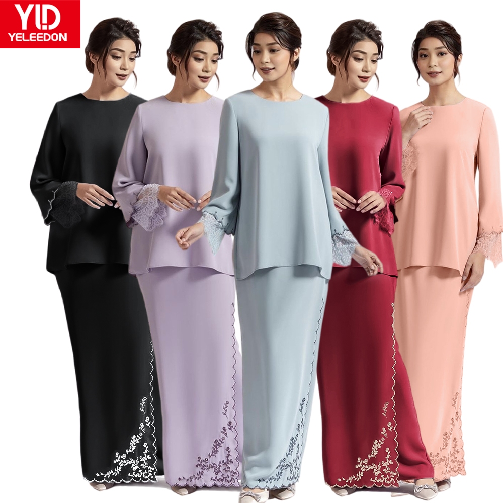 Yeleedon Lace Baju Kurung Sulam Kurung Embroidery Premium Overlap