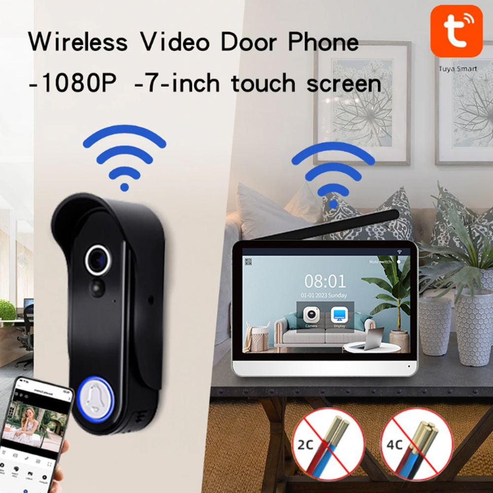 Wireless Doorbell 1080P TUYA wifi halow Video System Wire Free