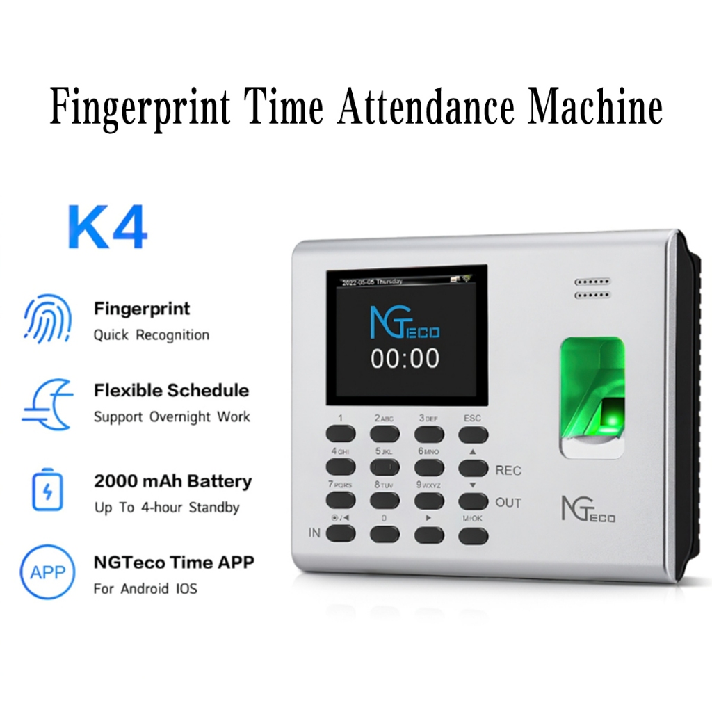 K4 Thumbprint Attendance Machine Connect Phone & Wifi Biometric