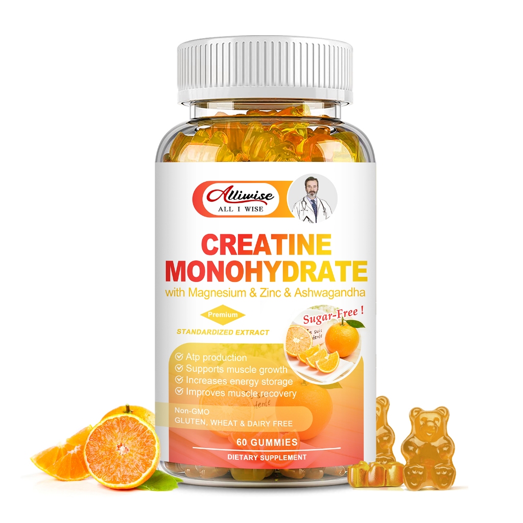 Alliwise Creatine Monohydrate Supplement Gummies 2000mg for Men & Women, Creatine with Magnesium