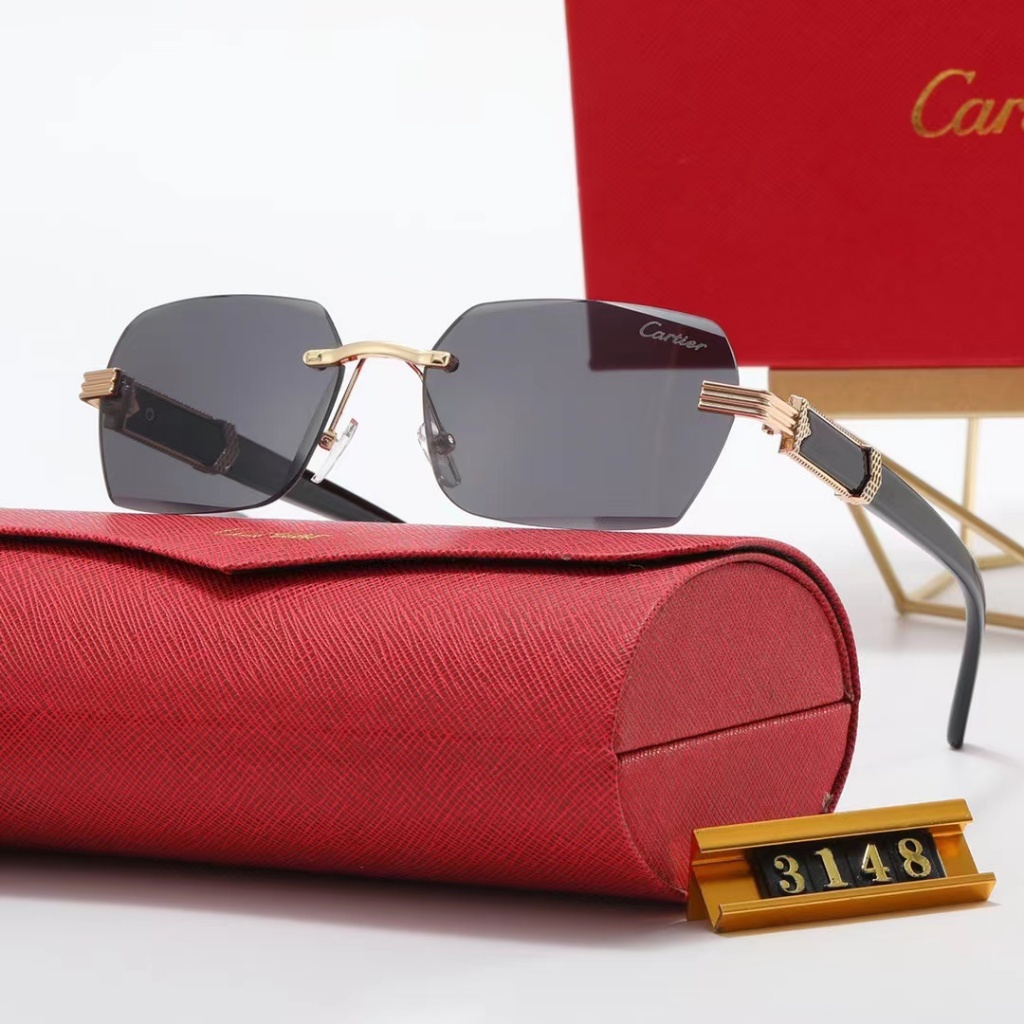 2023 New Fashion Cartier Rimless Sunglasses Men Women Brand