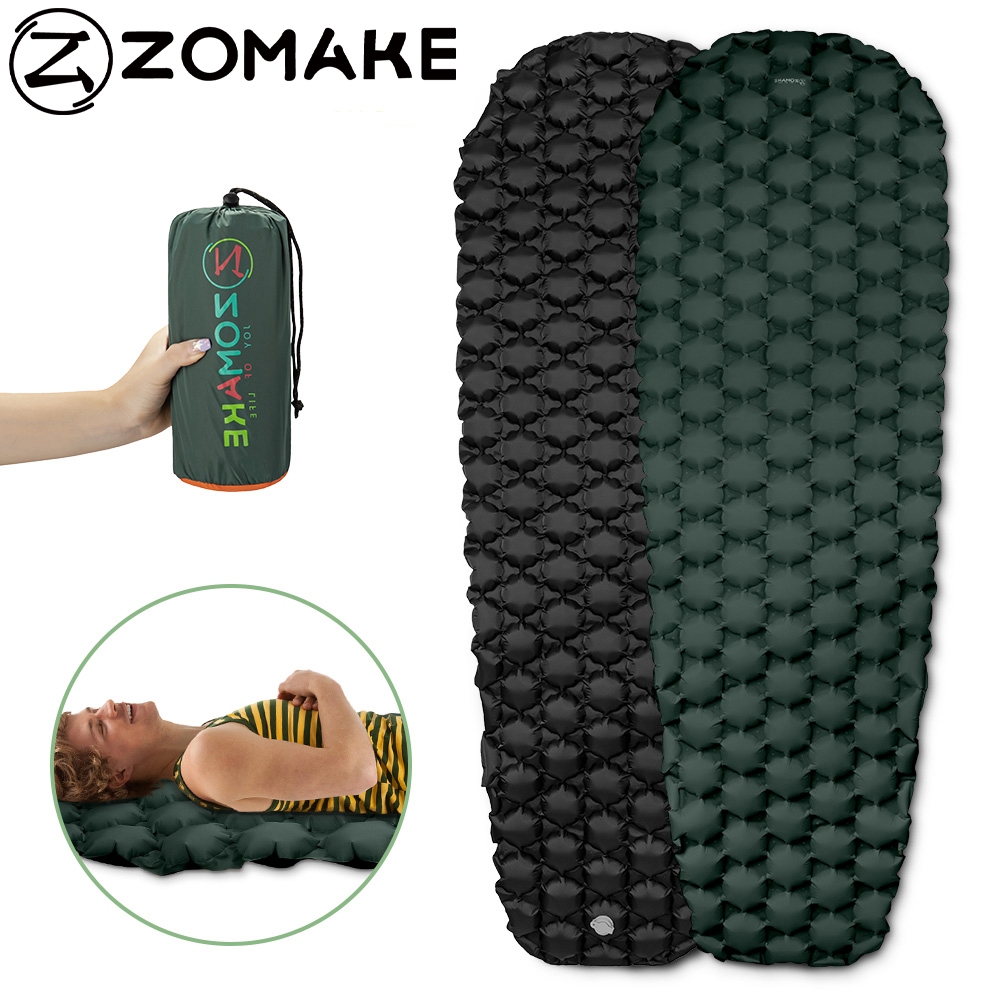 Yuzonc Double Camping Sleeping Pad, Inflatable Camping Pad Foot Press Ultralight 2 Person Camping Mat With Pillow For Camping Hiking Traveling Backpacking Tent-Orange, Full In | Whizz Self-Inflating Pads