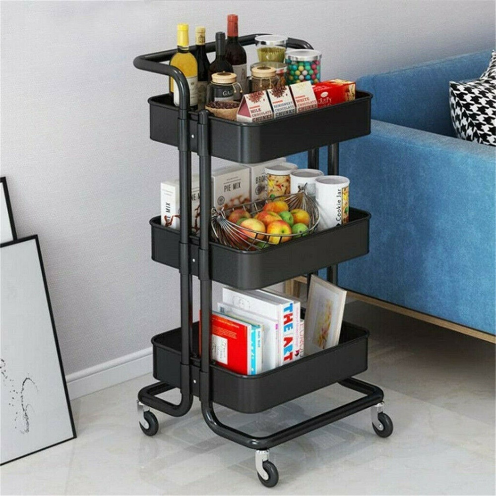 3Tier Rolling Cart Basket Storage Serving Trolley Organiser Salon Spa