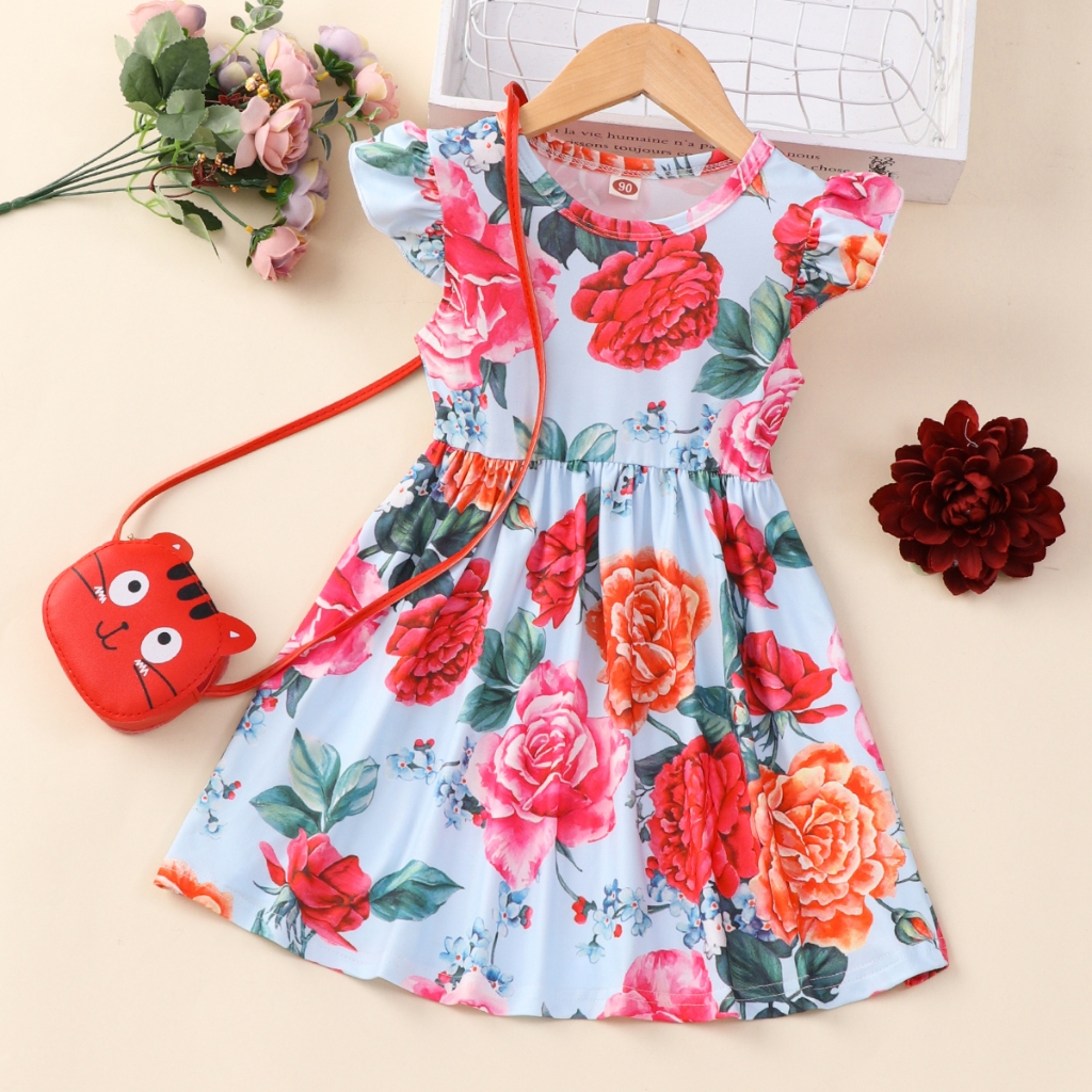 In Stock Dress Kids Girl 1 6 Years Old Cute Summer Short Sleeve Birthday Party Baby Girl Dress Floral Fashion Children Princess Dress Shopee Malaysia