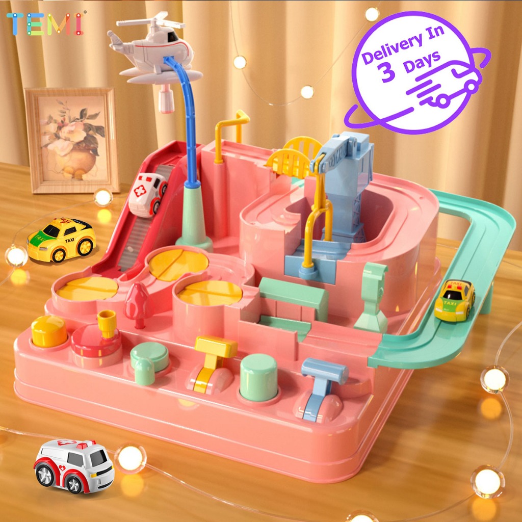 ⭐Shipping from MalaysiaTEMI⭐ Car Adventure Toy Set Track & Car Play Set Kids Educational Toy Car