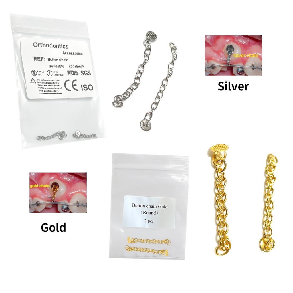 2Pcs/Pack Orthodontic dental Gold /Silver Plated MeshBase Lingual