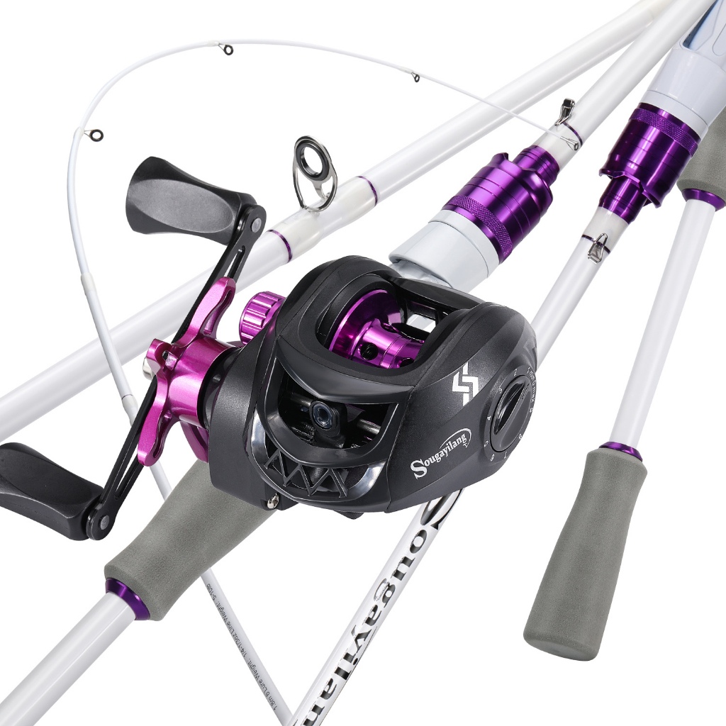 Sougayilang Casting Fishing Rod and Reel Combos with 4 Section
