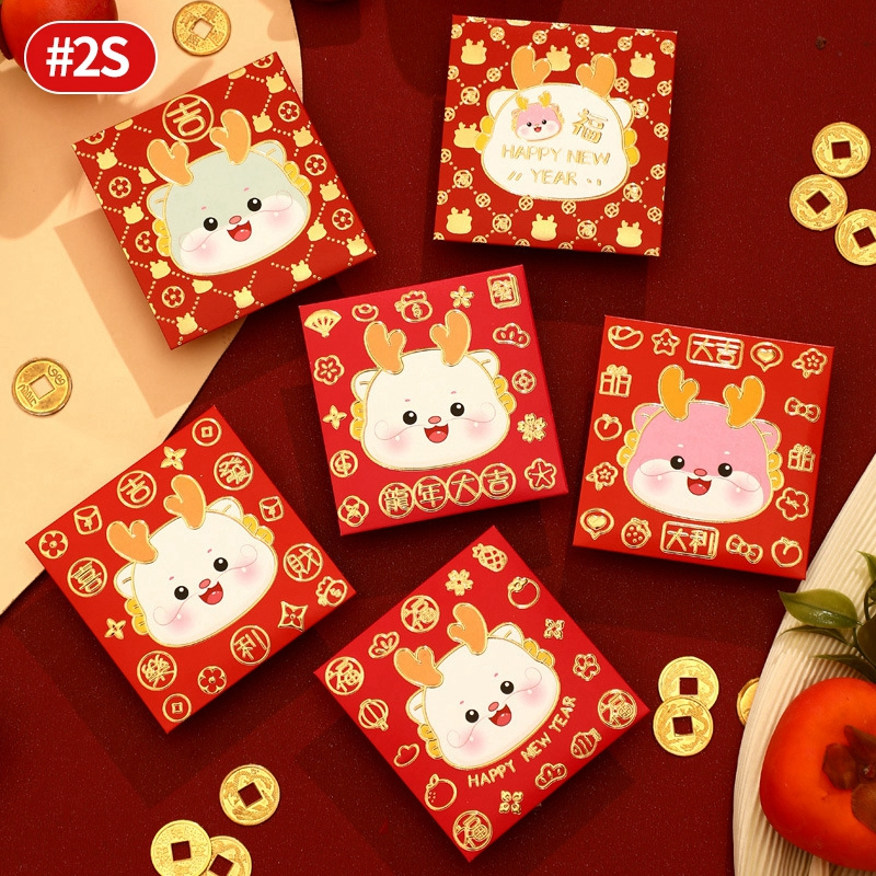 6pcs 新年紅包封2024 New Year Red Envelope Cartoon Pattern Spring Festival ...