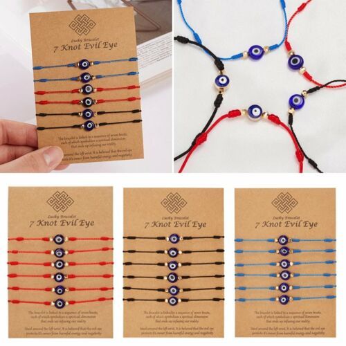 2pcs Lucky Red String bracelet Kabbalah Amulet 7 Knots Protection
