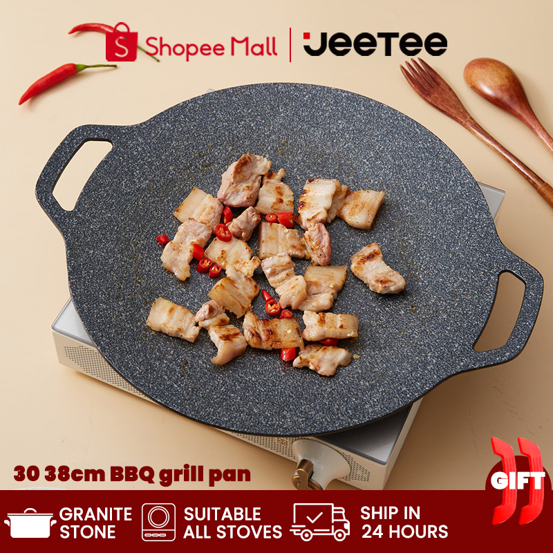 JEETEE Granite Non Stick Grill Pan For Induction & Gas Stove korean BBQ
