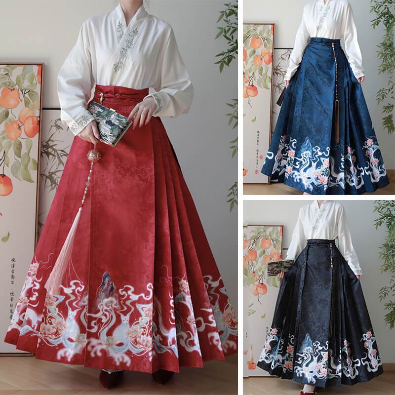 汉服女装大码马面裙新中式汉服汉元素改良套装Fairy Skirt Moshengge Original Ming Made Hanfu ...