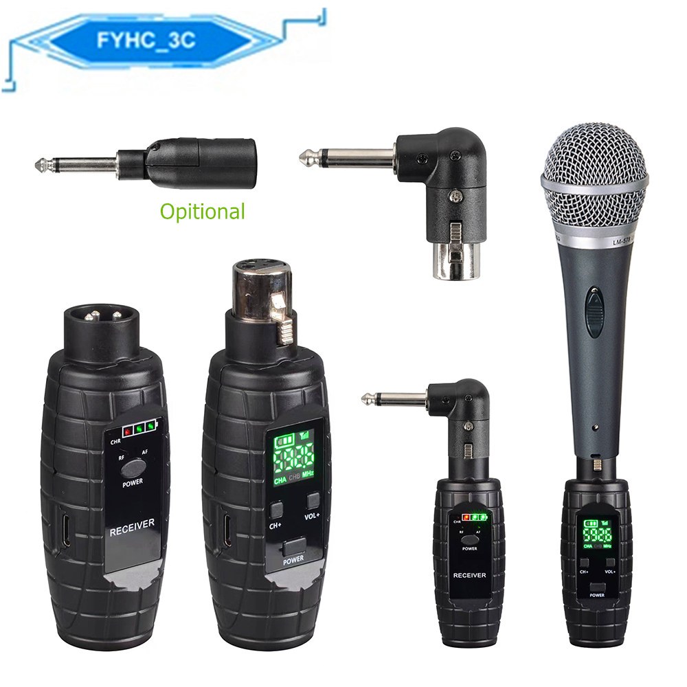 UHF Wireless Microphone System XLR Mic Converter Adapter Wireless