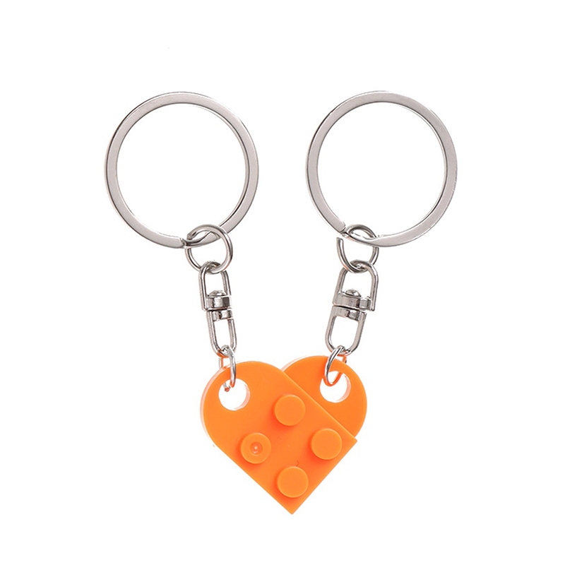 2PCS Love Heart Keychain Wedding Key Buckle Building Block Keychains ...