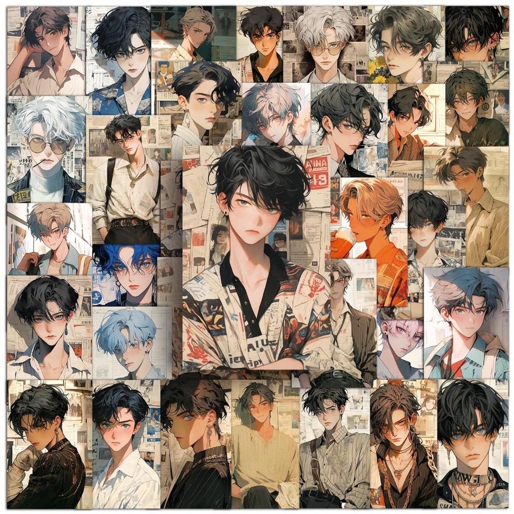 50Piece Retro Handsome Boys Stickers Fashion Waterproof Sticker For ...
