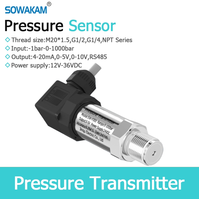 Pressure Sensor Measurement 1bar01000bar Water Oil Gas Liquid Pressure Sensor 05V Output 12V