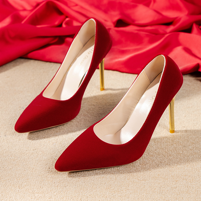 Plus Size 41 45 Red High Heels For Women Wedding Shoes Fashion Simple Style kasut nikah perempuan Shopee Malaysia
