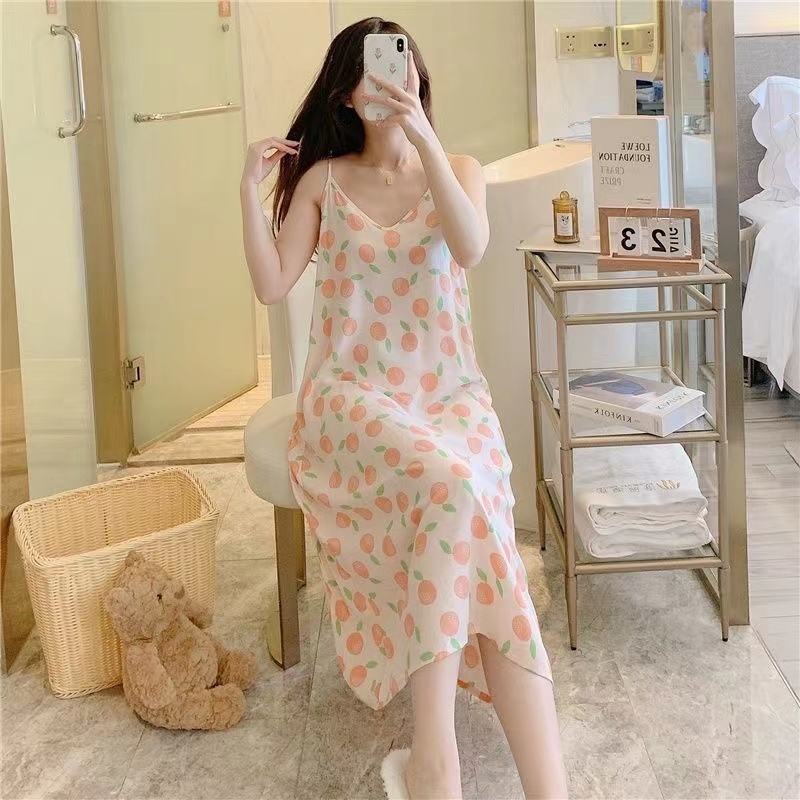 READY STOCK Universal Sleeveless Baju Tidur Plus size Night dress Cotton Satin Comfortable Sleepwear Women spring and summer Pajamas Student sexy nightwear dresses Pyjamas sleeping dress Shopee Malays...