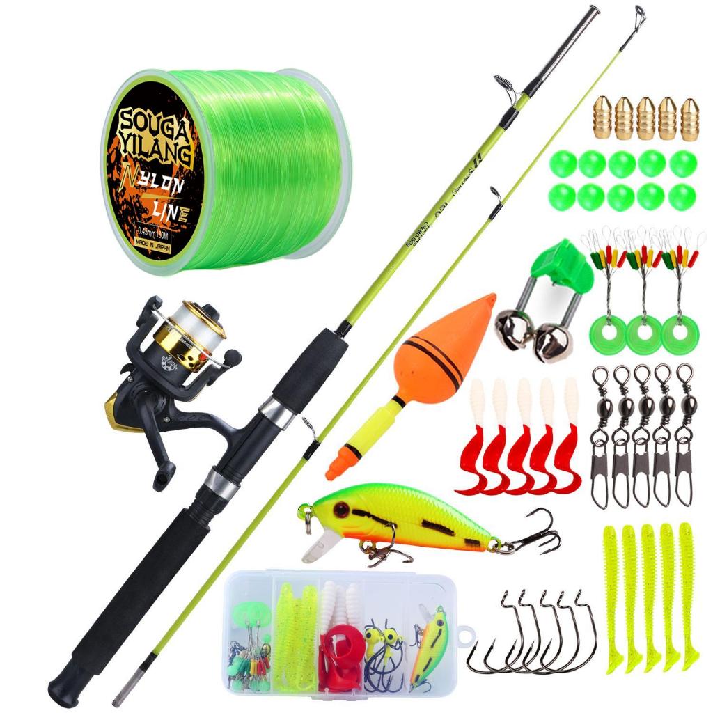 Fishing Rod and Reel Set 1.2/1.8m 2 Sections Resin Fishing Spinning Rods  Ultralight Body Abs and Spinning Reel with Line Lure Full Kits Fishing  Tackle