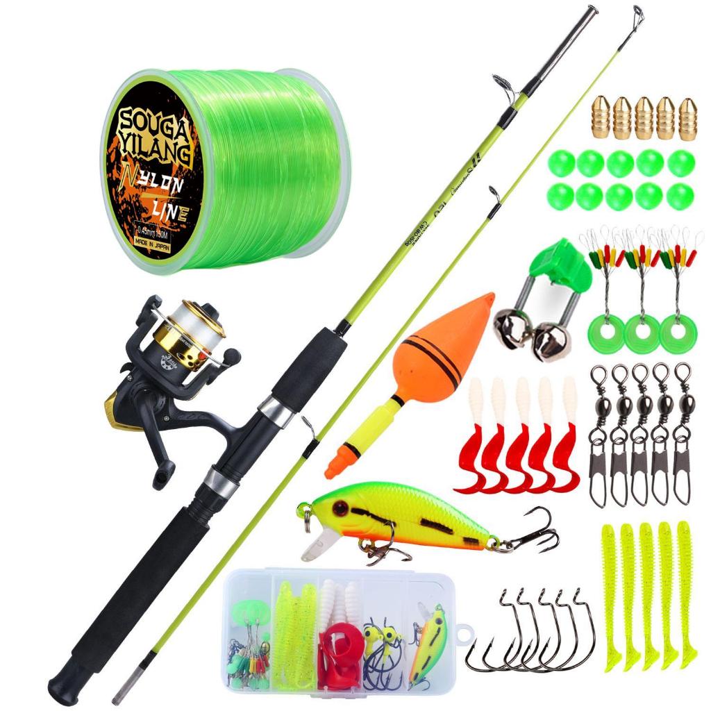Fishing Rod and Reel Set 1.2/1.8m 2 Sections Resin Fishing Spinning ...
