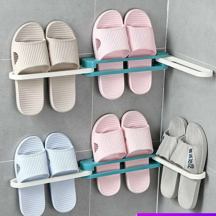 Simple Bathroom Slipper Rack Perforation-Free Folding Slipper Rack ...