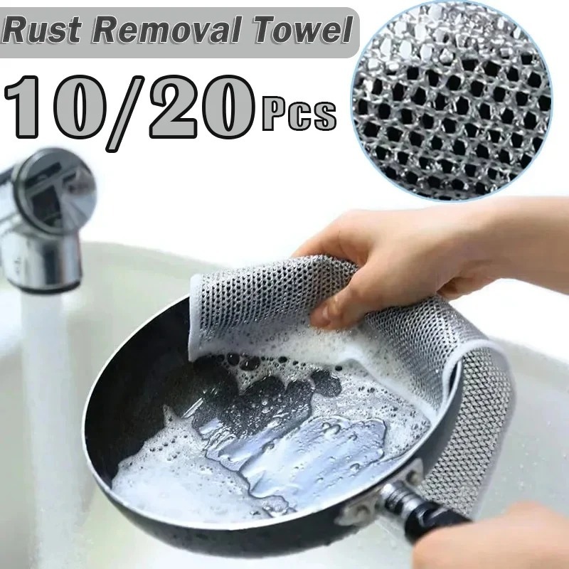 20Pcs Multipurpose Wire Dishwashing Rags Rust Removal Cleaning Cloth ...