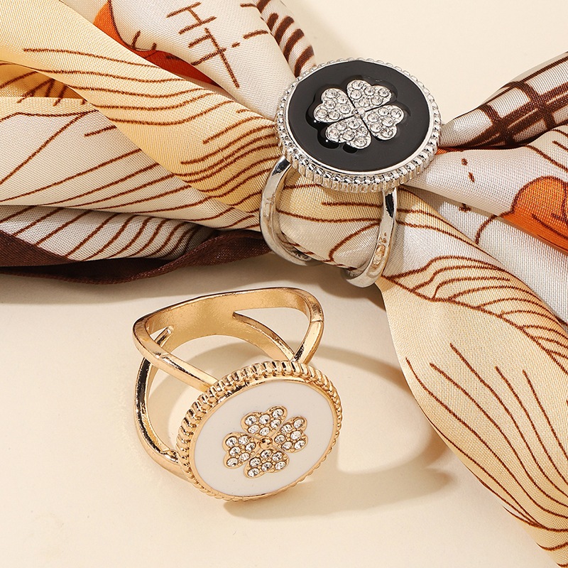 Dripping oil clover Scarf Ring Shawl Pin Rhinestone scarf buckle rings