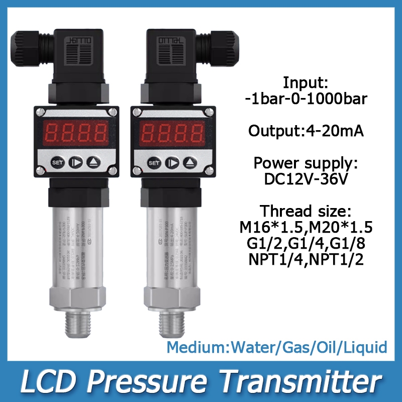 LED Display Pressure Transmitter Measurement 1bar01000bar Water Oil