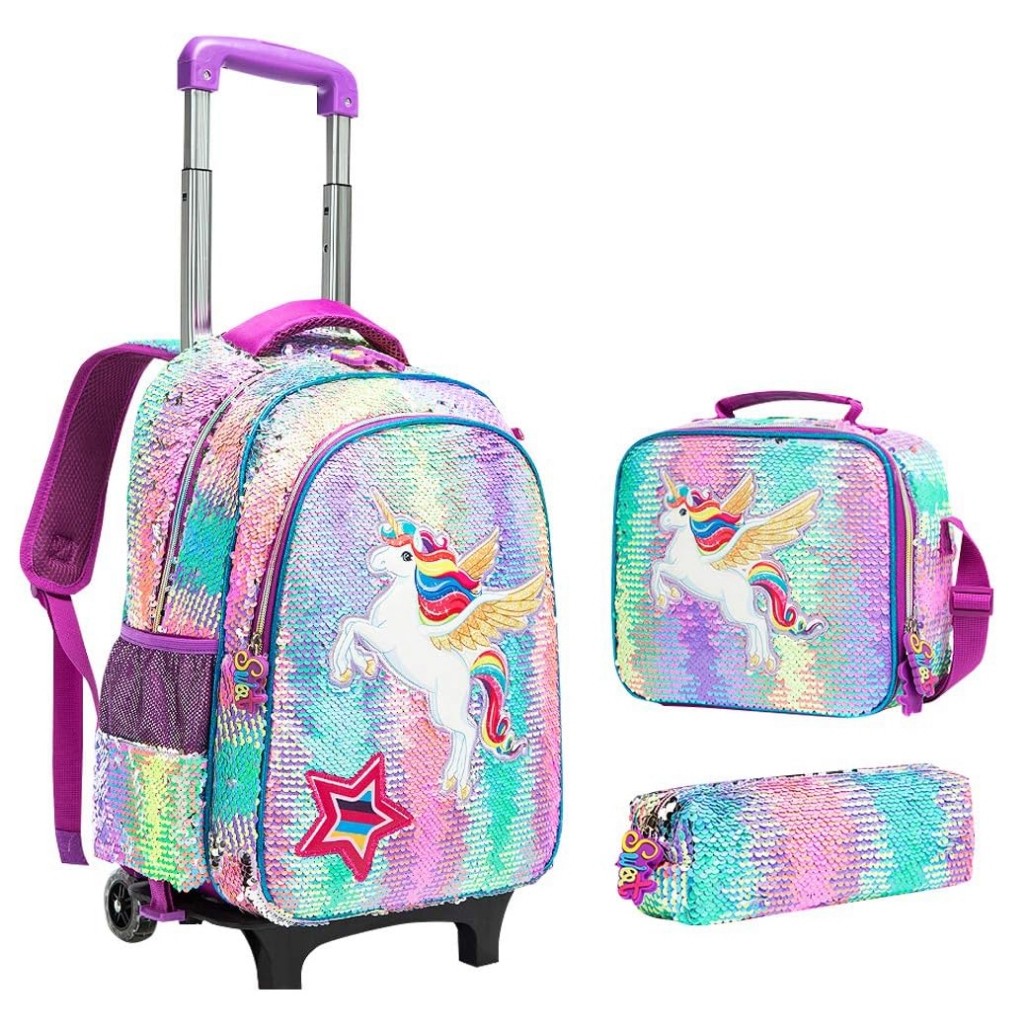 Unicorn Rolling Backpack,Girls Trolley Backpack Set,16 Inch Children's ...