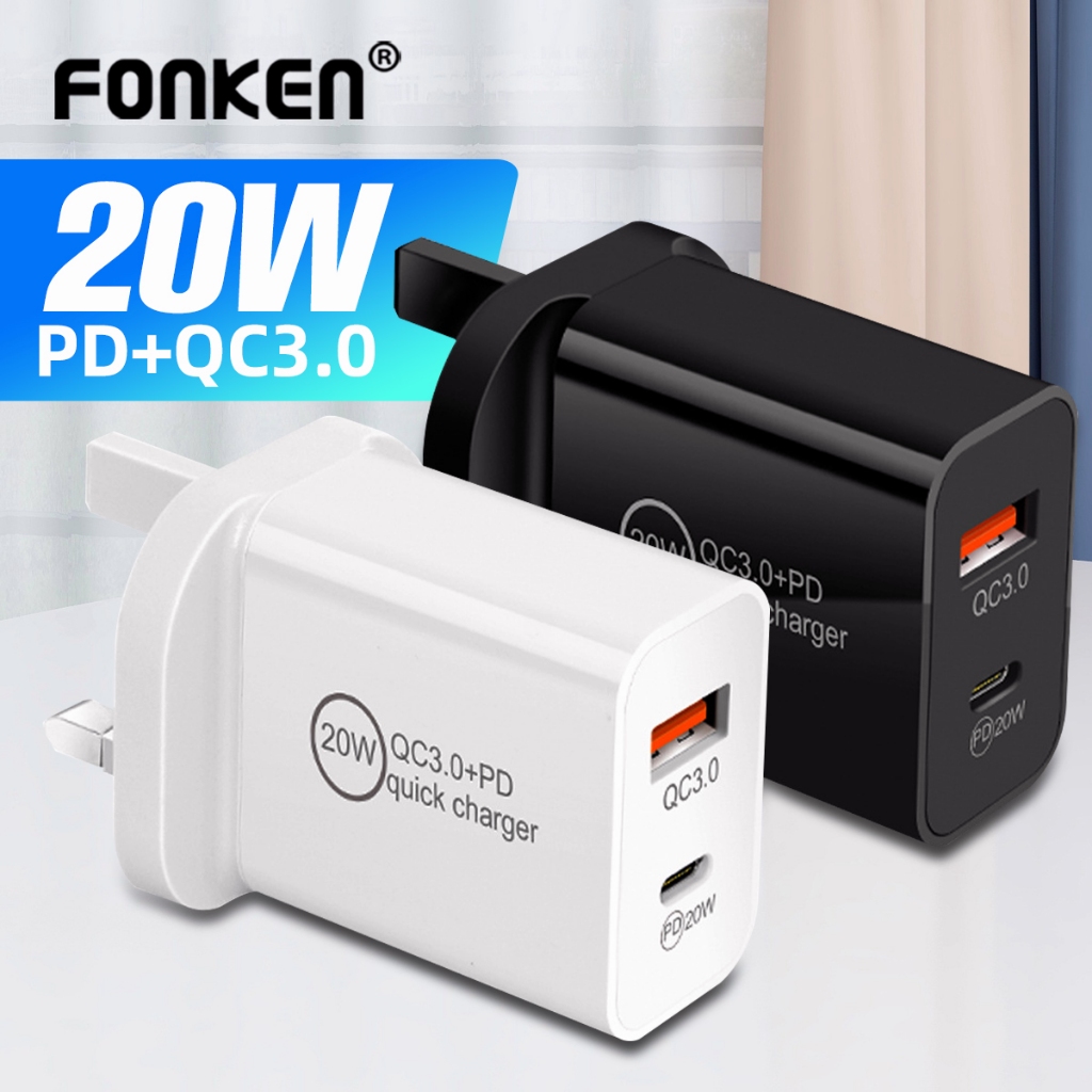 Fonken Pd 20w Fast Charger Usb Type C Wall Charger Adapter Qc 30 Charger Uk Wall Charger 6678