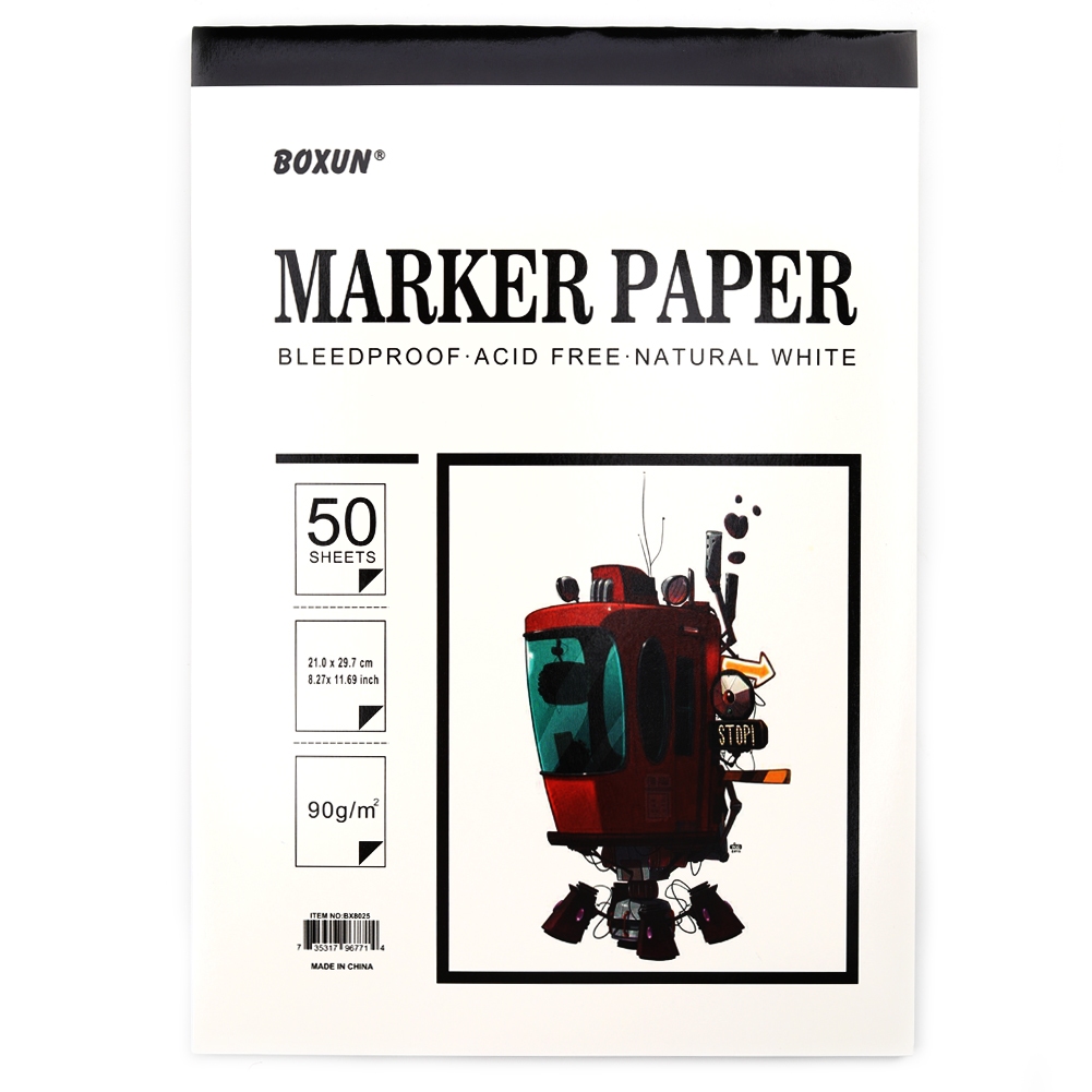 Premium Marker Paper Pad, Natural White, 50 Sheets, Bleedproof Artist ...