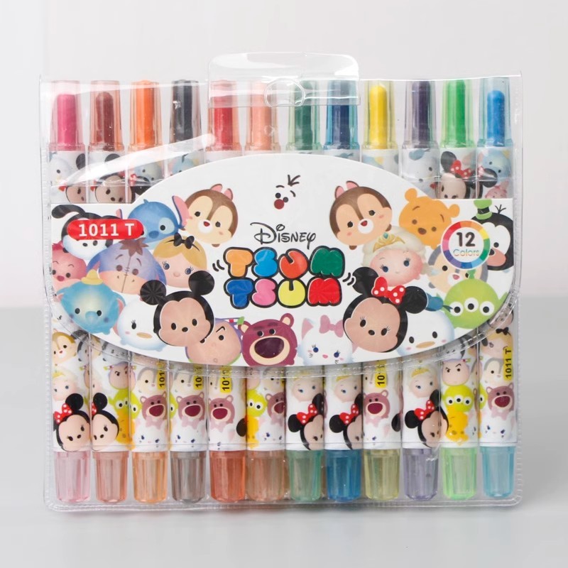 Children Cartoon Rotating Crayon Set 12 Colors Short/Long Student ...