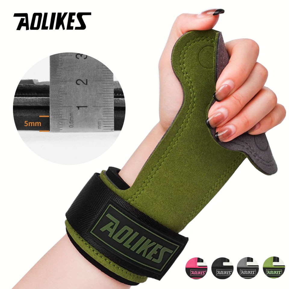 AOLIKES Gym Gloves Pull ups Lifting Gymnastic Crossfit Anti Skid Weight Power Belt Wraps Support Palm Protection Pad Strength Shopee Malaysia