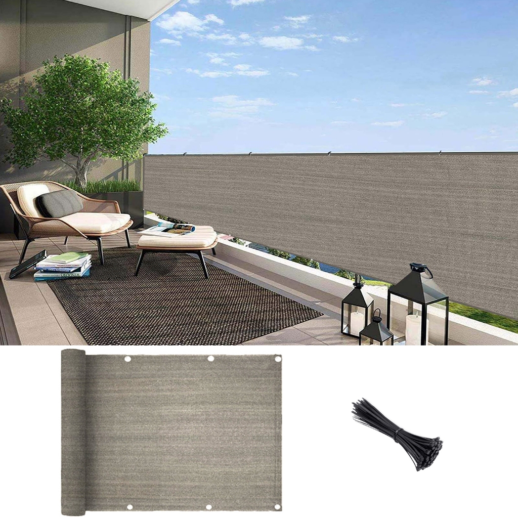 Balcony Privacy Screen Anti 90% UV Beige-Anthracite Shade Fence Sun ...