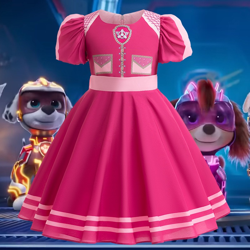 PAW Patrol Cosplay Skye Girls Dress Splicing Bow Decoration