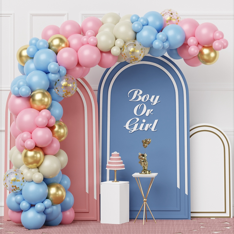 107pcs Blue Pink Theme Balloon Confetti Balloons Latex Ballon Happy ...