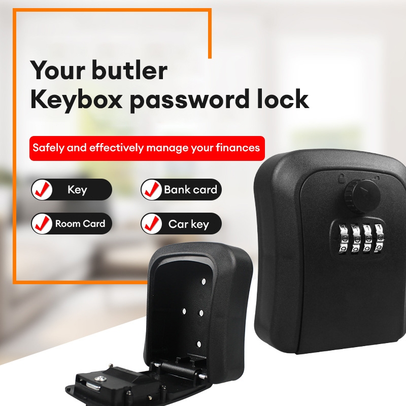 Wall Mount Key Safe Box 4 Digit Password Lock Key Storage Lock Box
