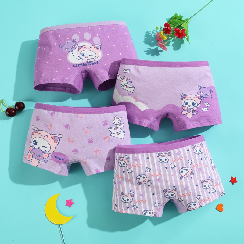 4 Pcs/Set Kids Girl Underwear Panties Soft Cotton Baby Girl Boxer New