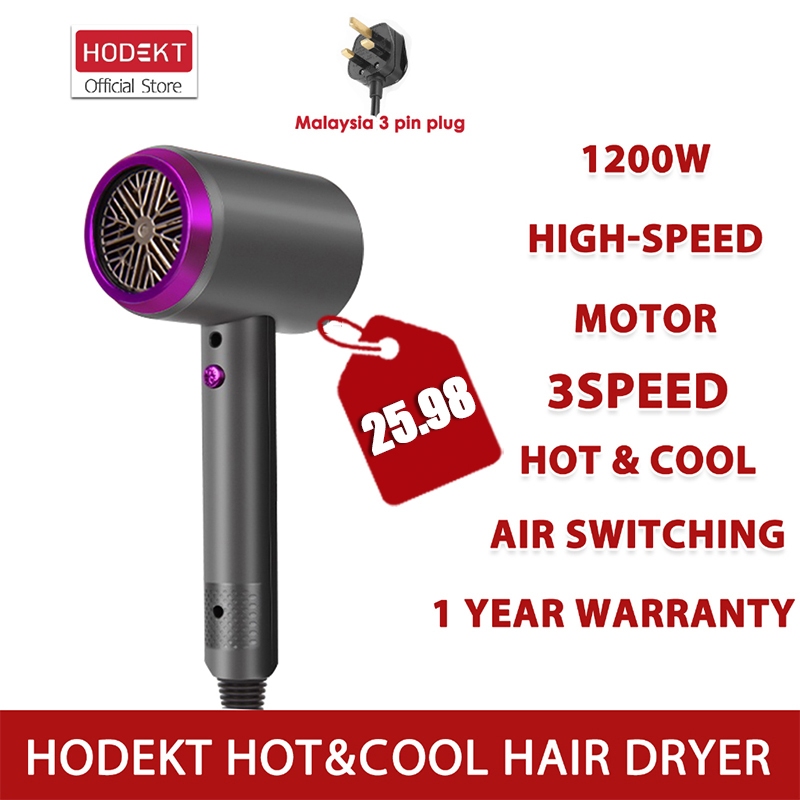 HODEKT Hairdryer 1200W Pengering Rambut Professional Blue Ray Ionic