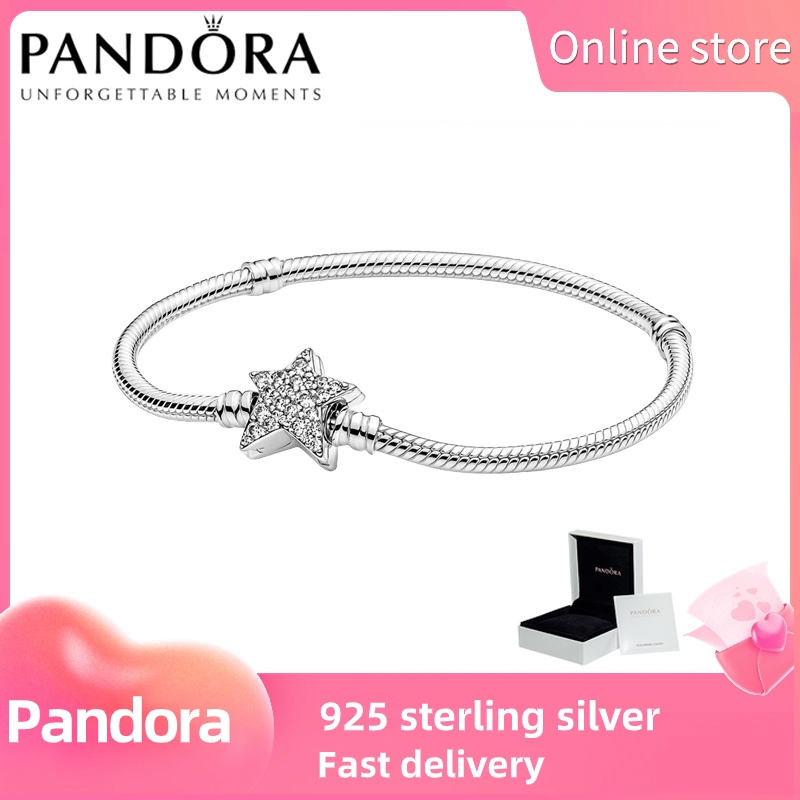 Pandora Moments Asymmetric Star Clasp Snake Chain Bracelet, Sterling  silver