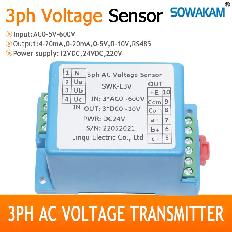 Three Phase AC Voltage Transmitter AC05V600V 3 4 Wire Voltage
