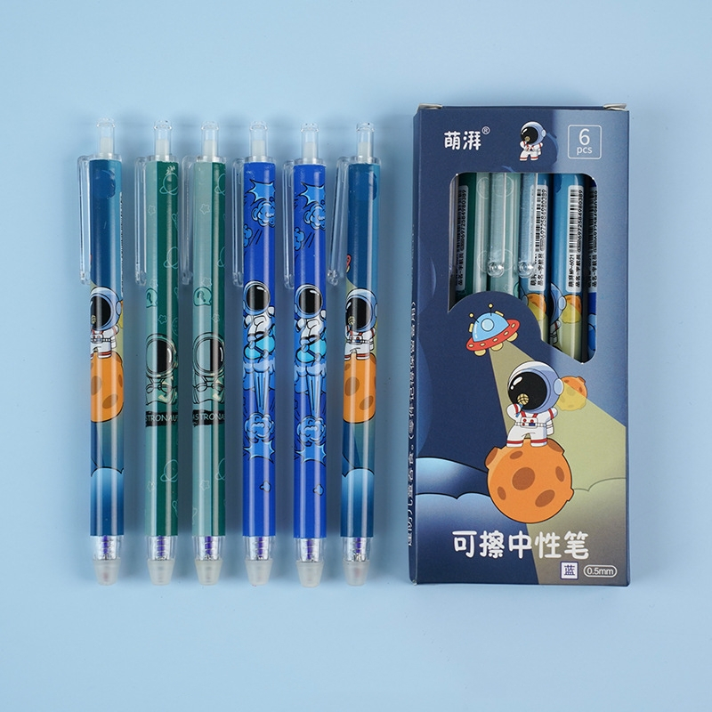 RHS Online 6PCS Cartoon 0.5mm Erasable Gel Ink Pen Exam Pens Diary Journal Pressing Pens Blue