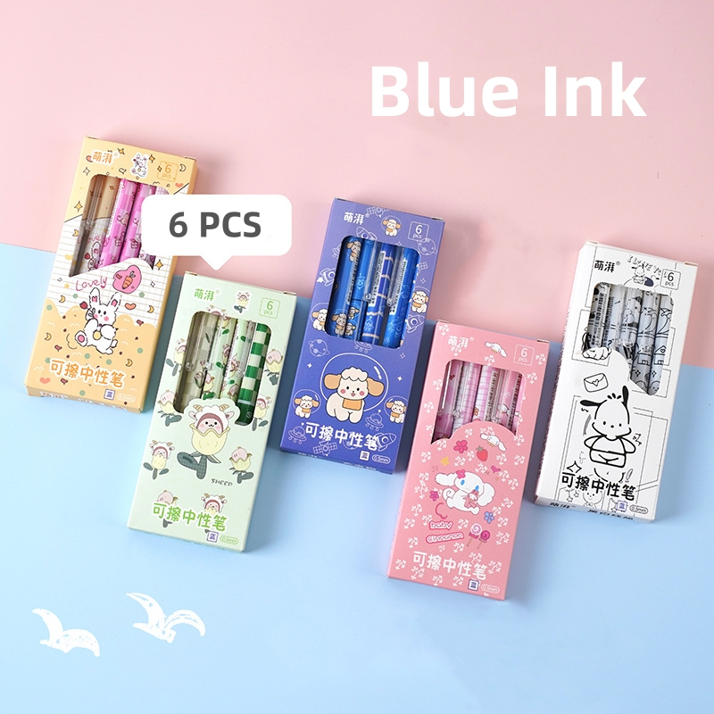 RHS Online 6PCS Cartoon 0.5mm Erasable Gel Ink Pen Exam Pens Diary