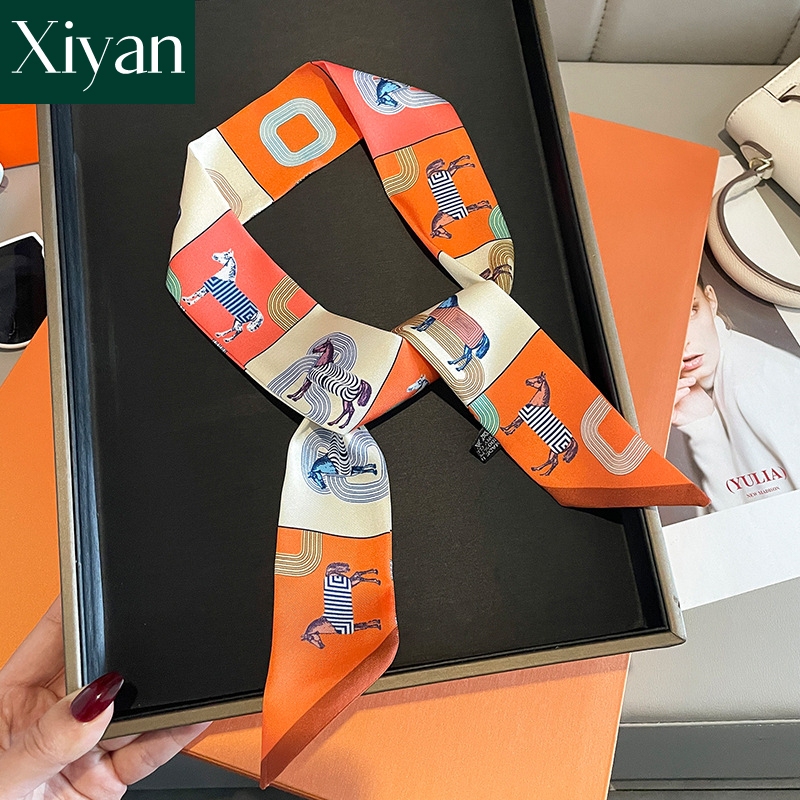 【ready stock】new fashion women printed silk scarf bag scarf scarves bag