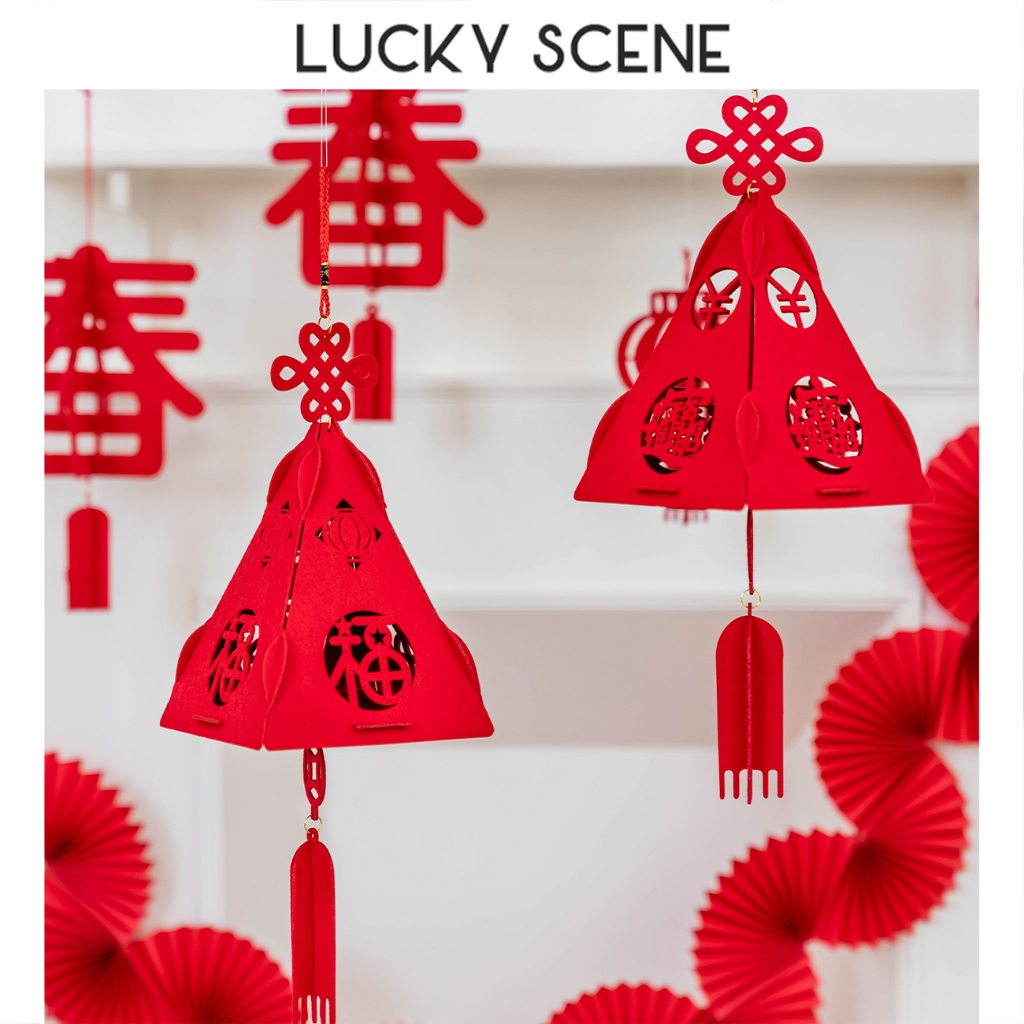 New Year's Blessing Word Triangle Gift Lantern Shopping Mall Decoration ...