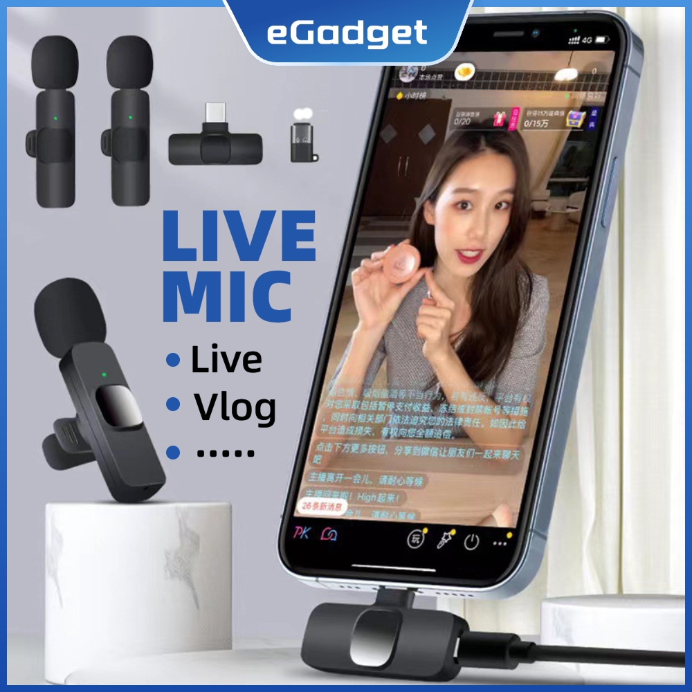 Professional Wireless Lavalier Microphone for Android IOS Phone Type C  Clip-on Mic Clear Audio Video Vlog Blog Live Recording 无线领夹麦克风