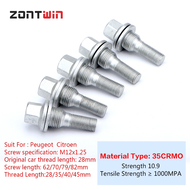 20x Alloy Wheel Bolts 12x1.25 Tapered Nuts – For Peugeot 407 2004-2010, WheelPartsDirect, Made In UK