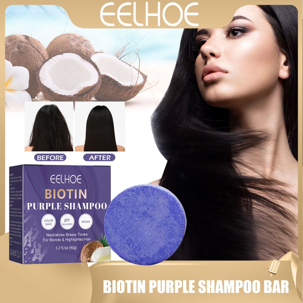 EELHOE Purple Toning Solid Shampoo Bar Biotin Purple Shampoo Bar 90g